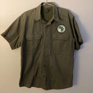 5.11 Tactical Men's Army Green Button Up Shirt Vented Short Sleeve Patch Size L